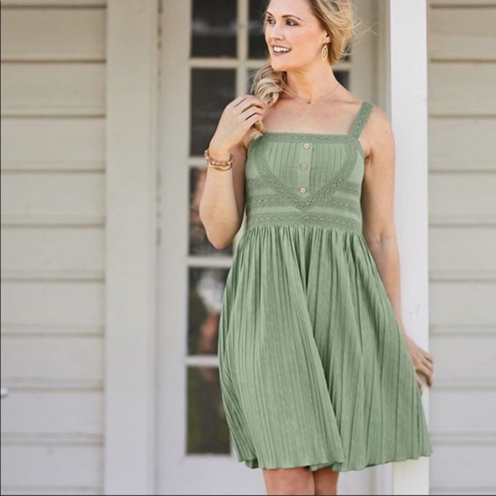 Matilda Jane x Joanna Gaines Grass Roots Summer Dress Green Size Large 25653D